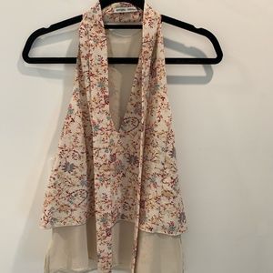 Zara floral top with neck ties